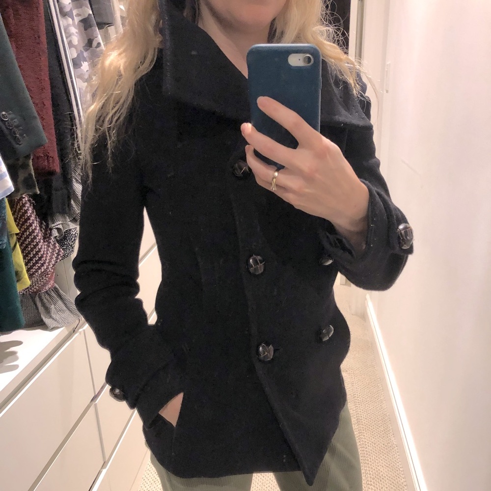 ARITZIA TALULA BABATON black pea coat. X Small. Wool.